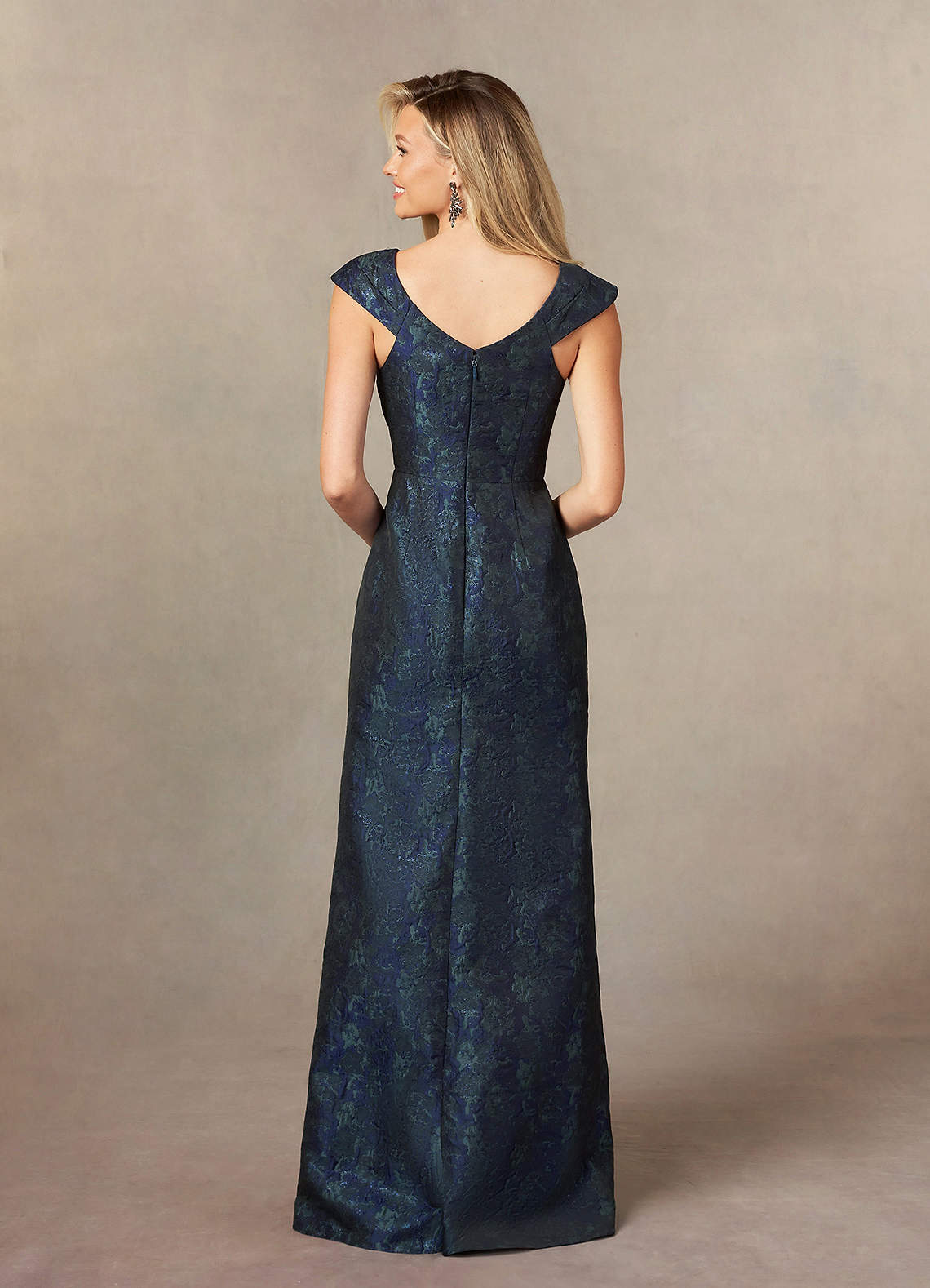 Upstudio Alesandro Mother of the Bride Dresses Dark Navy Mermaid Ruched Jacquard Dress image1