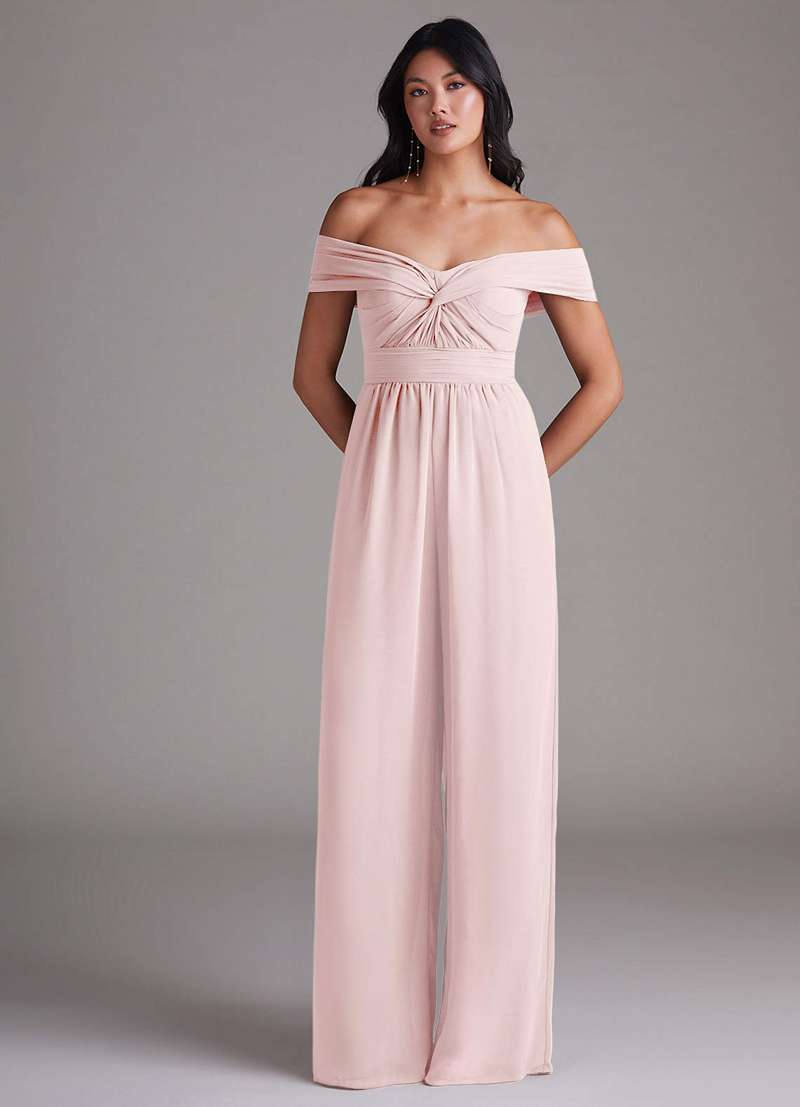 Azazie Lamara Blushing Pink Chiffon Bridesmaid Dresses | Azazie