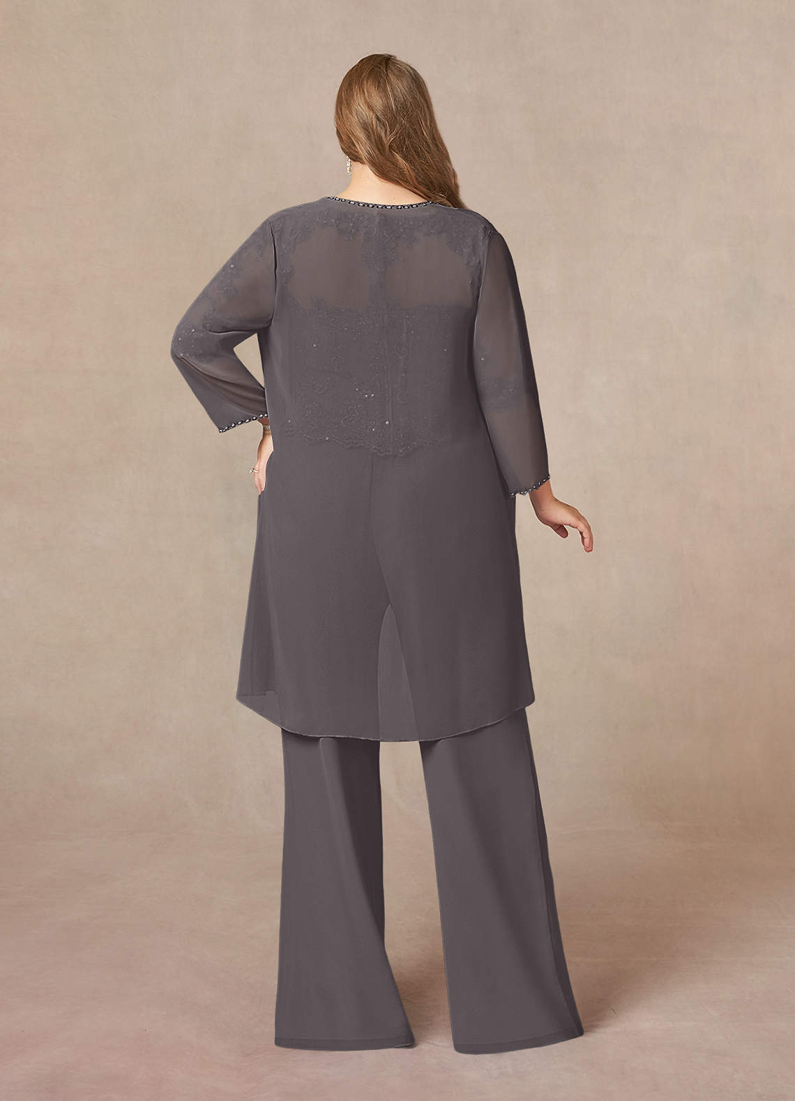 Azazie Florida Steel Grey Jumpsuit/Pantsuit Sequins Chiffon