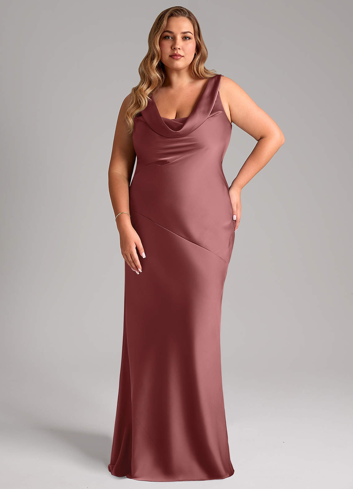 Azazie Rylina Bridesmaid Dresses Amethyst Mermaid Stretch Satin Dress image6