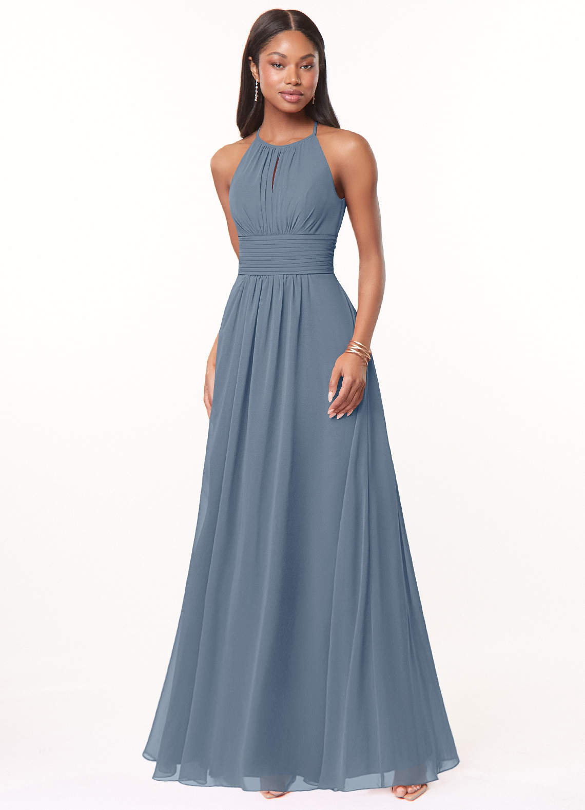 Azazie Bonnie Bridesmaid Dresses Twilight A-Line Keyhole Ruched Chiffon Dress image1