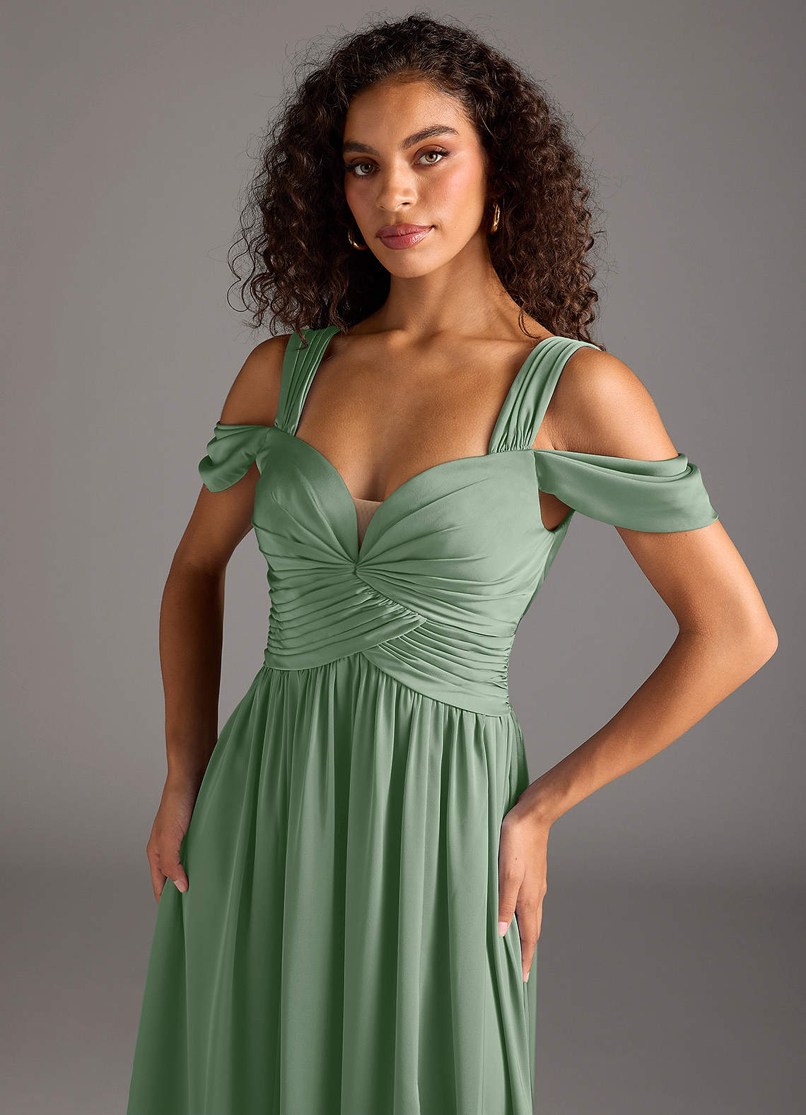 Azazie Lianne Matcha Stretch Satin Bridesmaid Dresses | Azazie