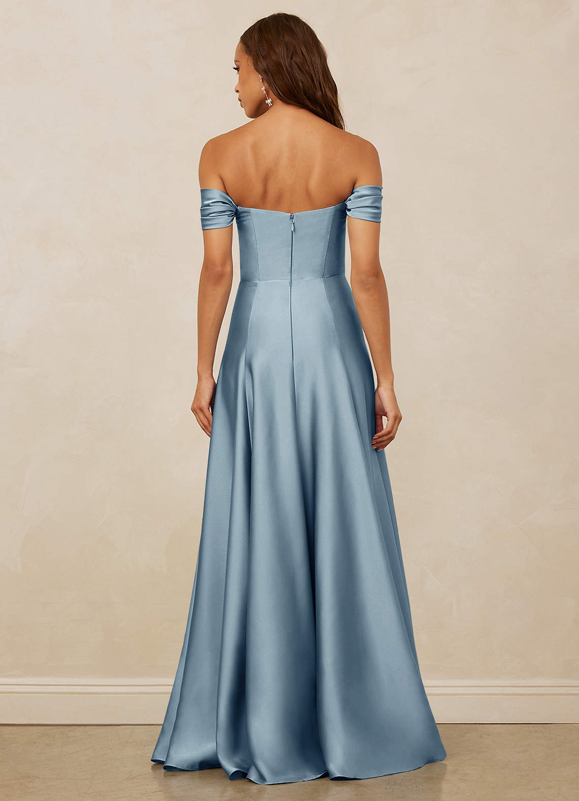 Christian Siriano Bridal for Azazie 1002 Bridesmaid Dresses Off Shoulder Stretch Satin A-line Dress image5