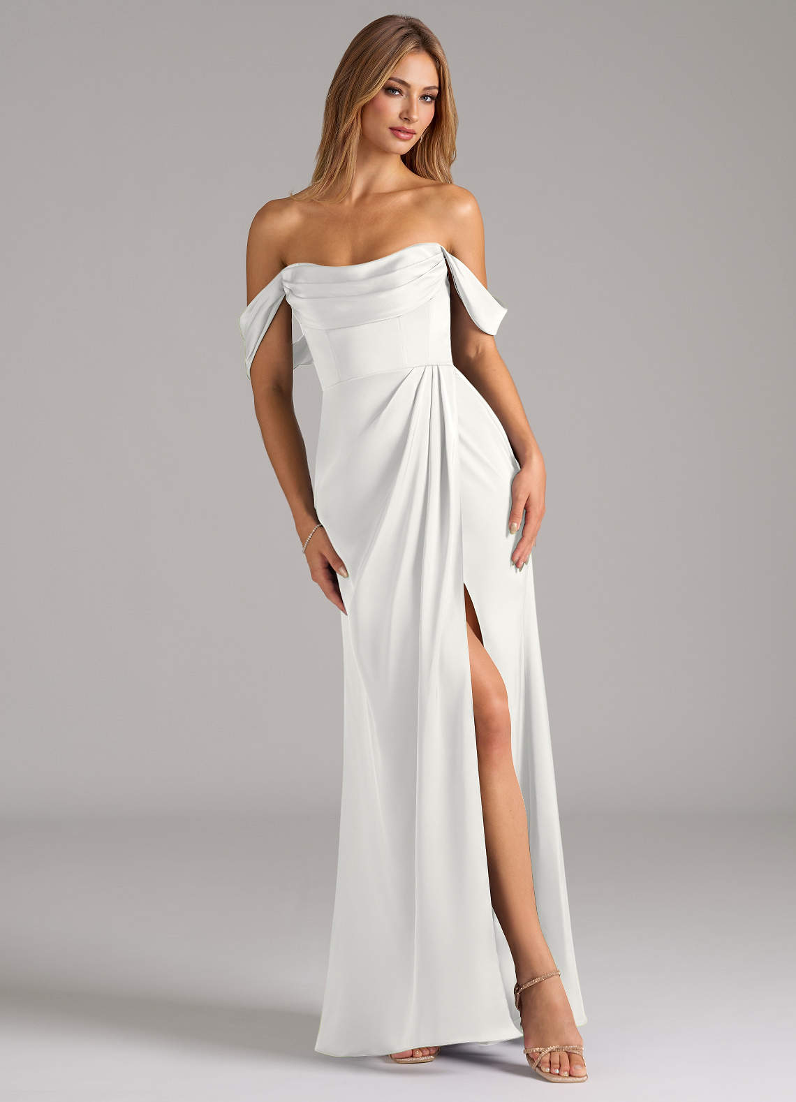 satin convertible bridesmaid dress Azazie Johana