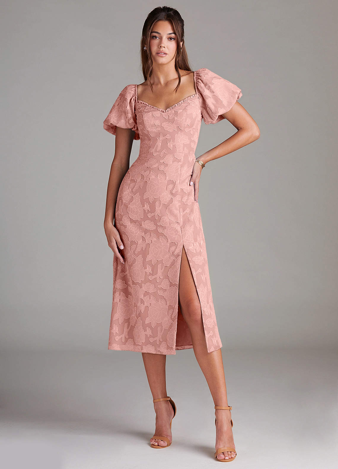 Azazie Evalina Bridesmaid Dresses Rosette Sheath Floral Burnout Dress image1
