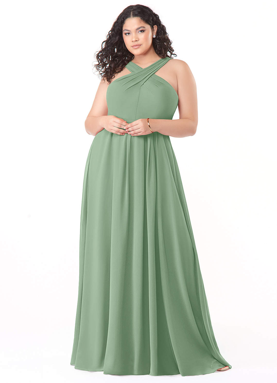 plus size long sleeve dresses prom Long Sleeve Formal A-Line Plus Size Dress by LaDivine CD242C main image 0