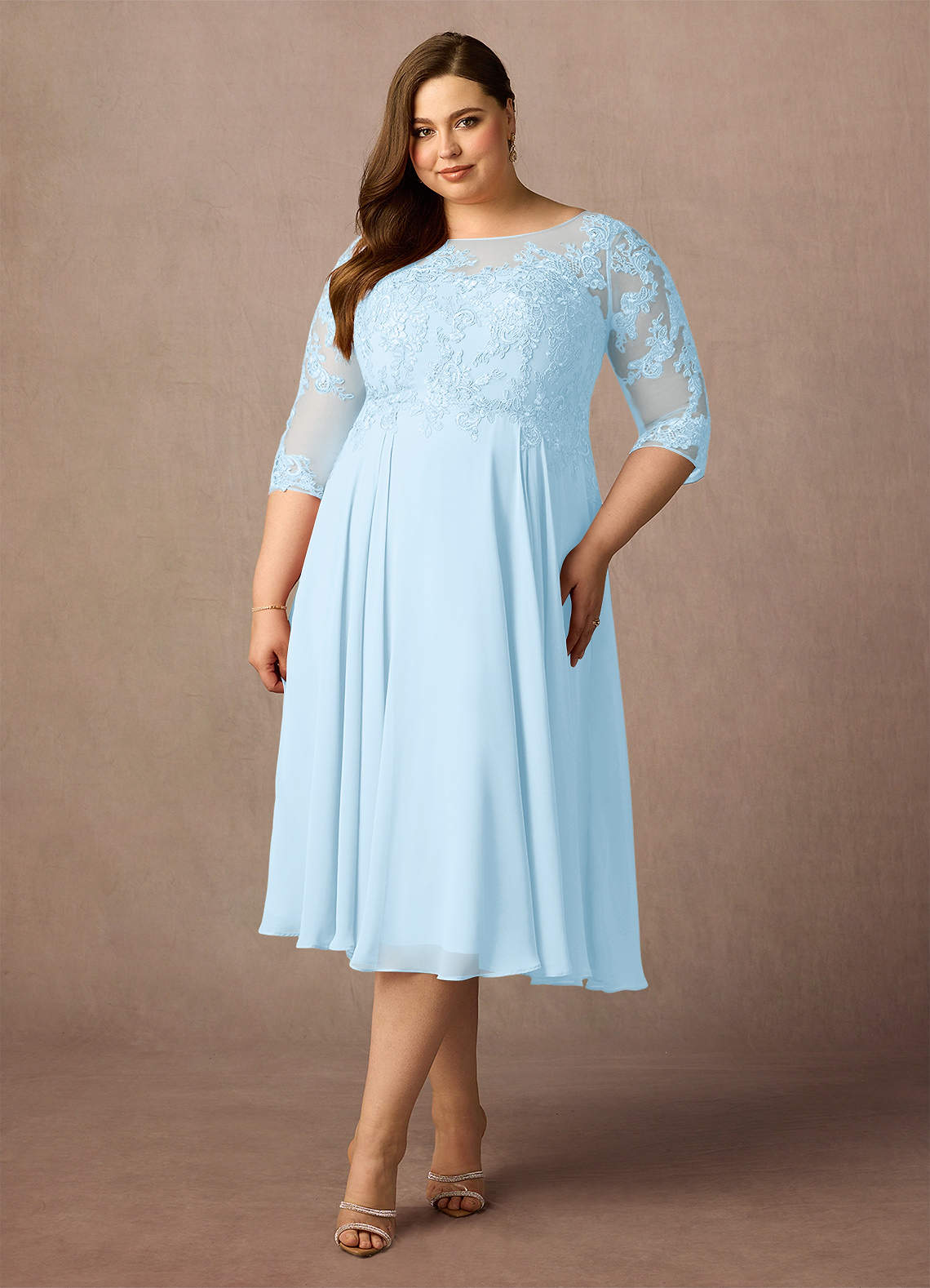 Azazie Marge Mother of the Bride Dresses Sky Blue A-Line Scoop Lace Chiffon Dress image1
