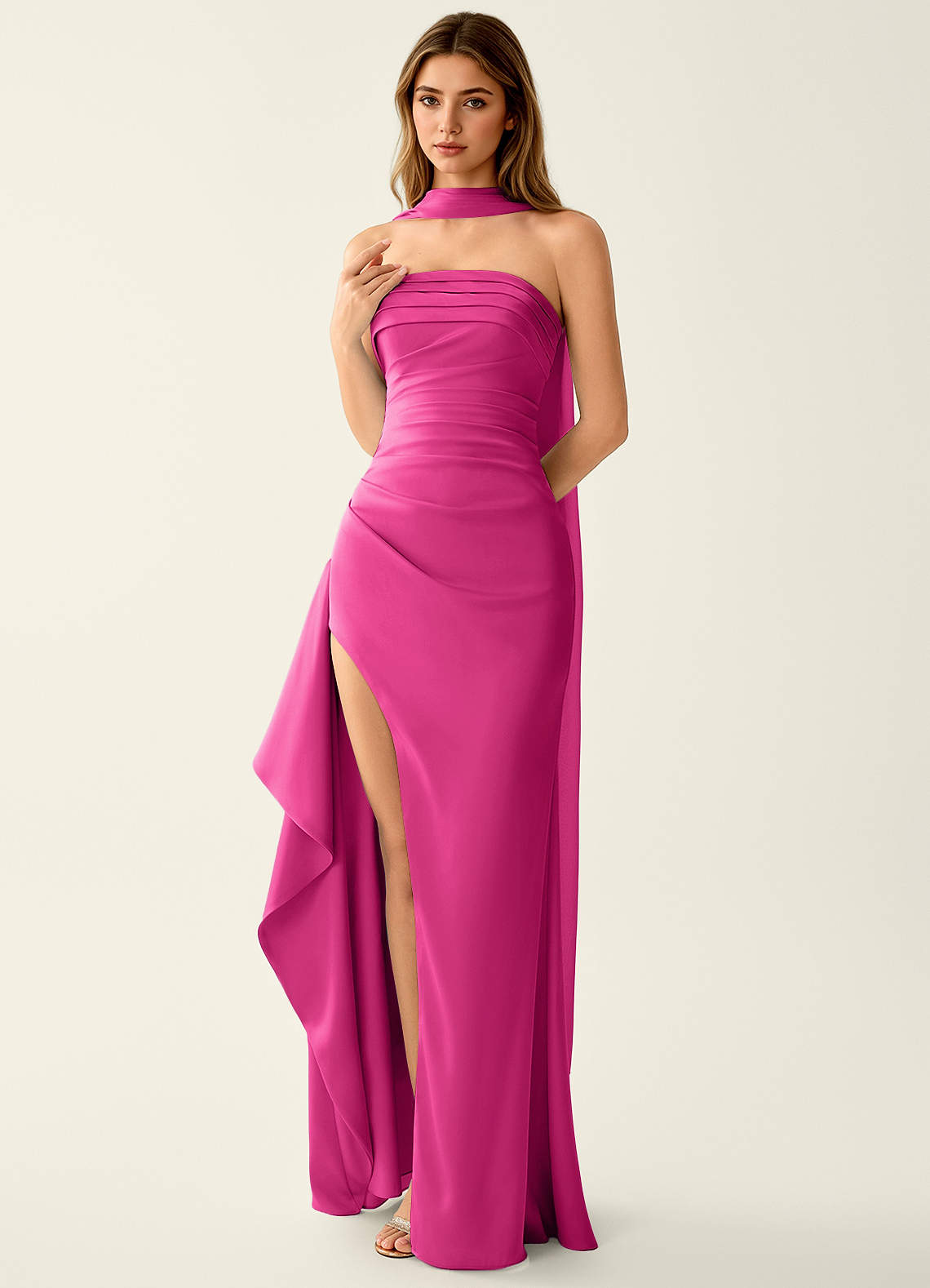 slim fit dress slacks Esperanza Formal Sequin Cowl Dress