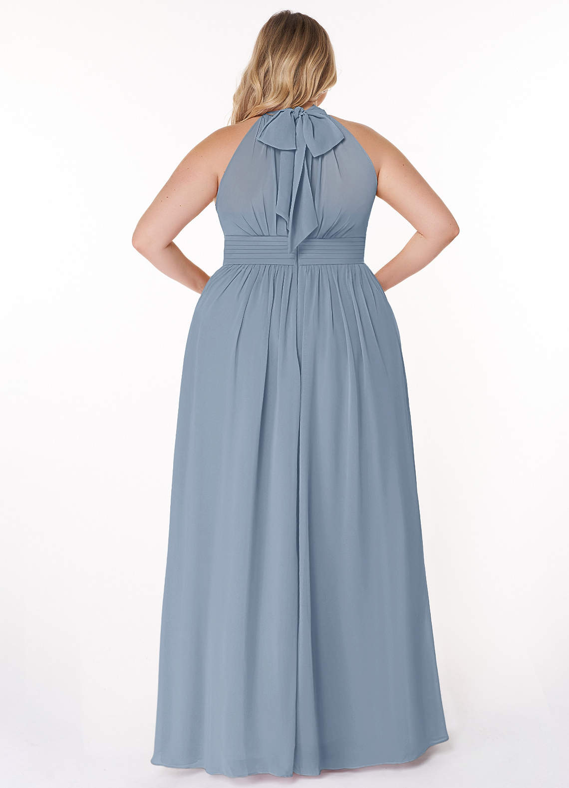 Azazie Iman Bridesmaid Dresses Dusty Blue A-Line A-Line Ruched Chiffon Dress image8