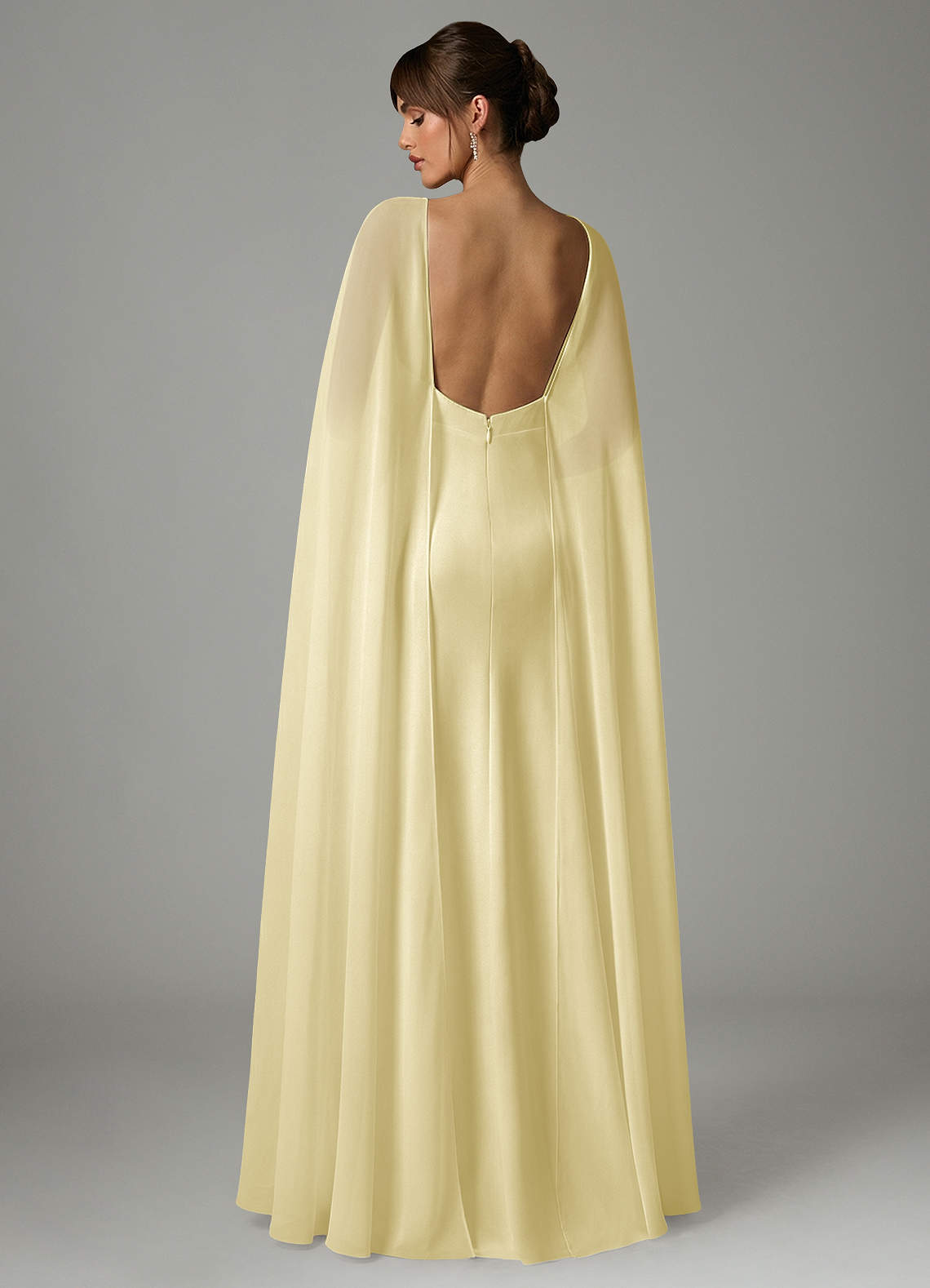 Azazie Stefania Robes de demoiselle d'honneur Robe Trapèze en Satin extensible Sorbet Citron image3