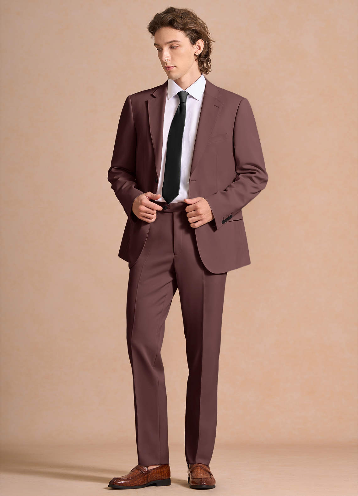 front James Espresso Structured Stretch Suit