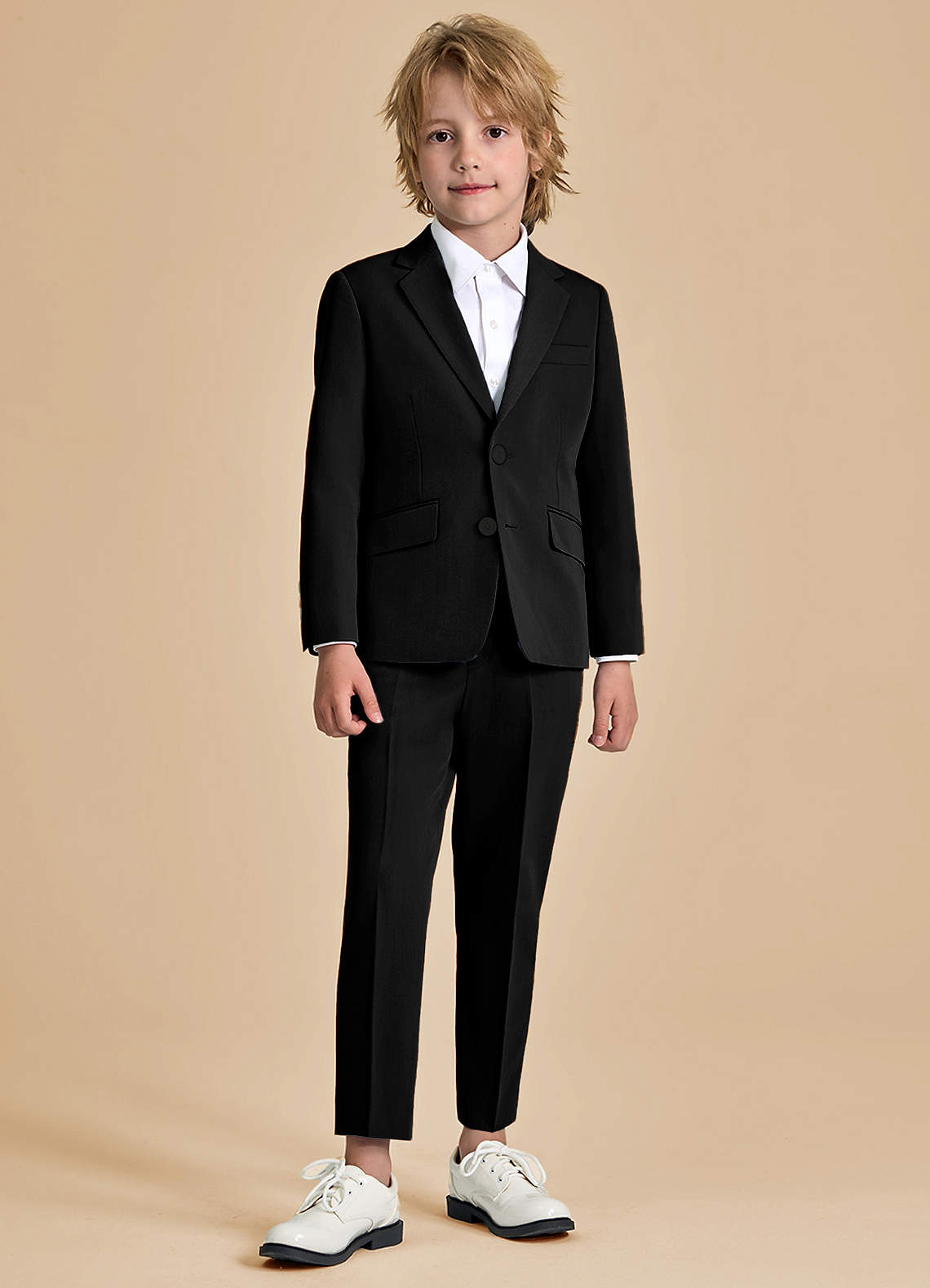 front Oliver Boys Black 2-Piece Suit