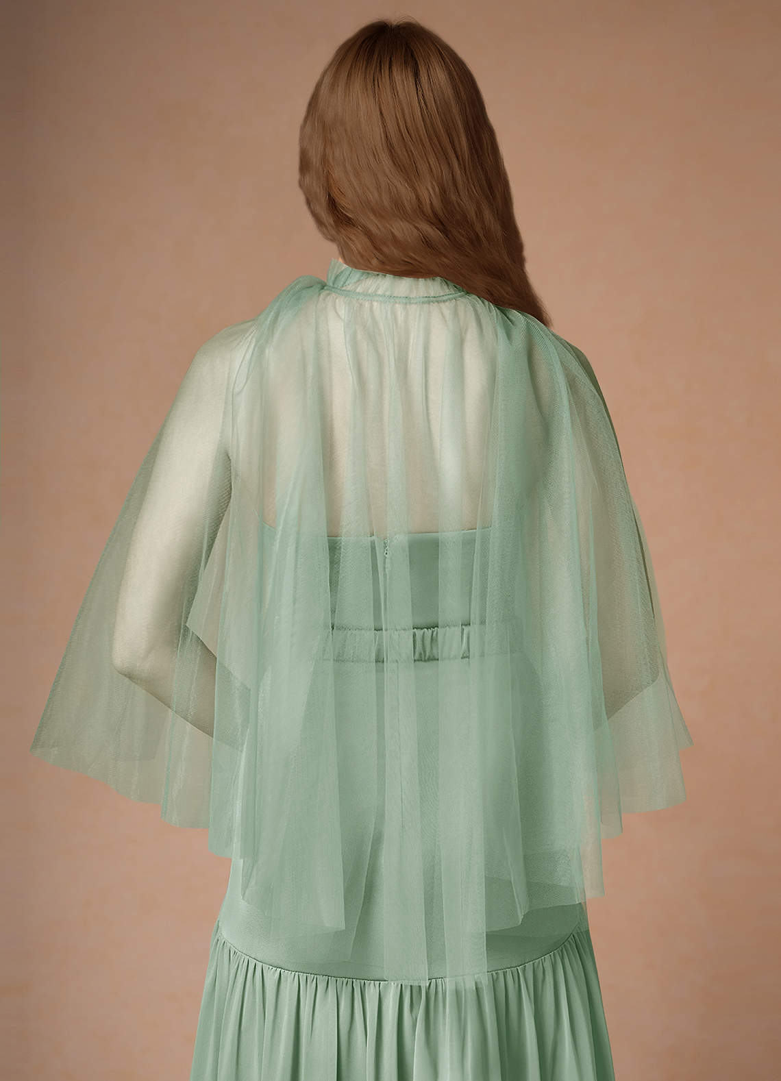 front Azazie Matching Color Tulle Cape