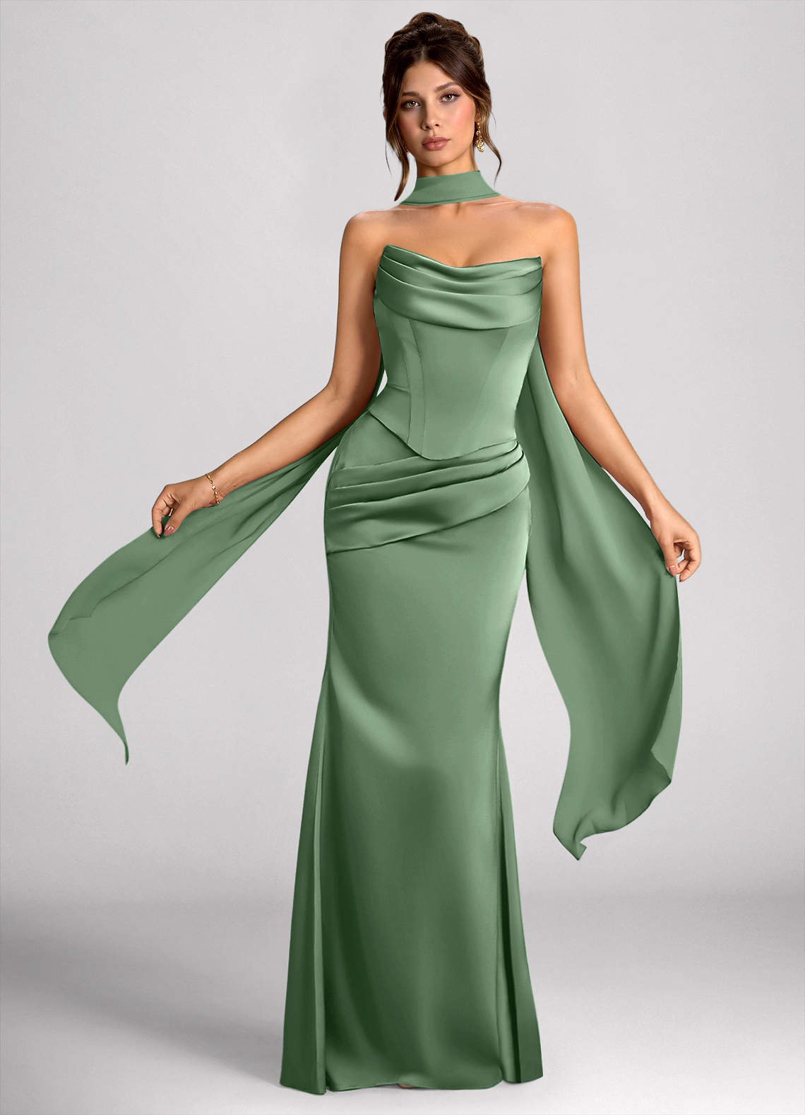 calista dress green Runaway The Label Evey Maxi Dress In Calista Green, Size L main image 0