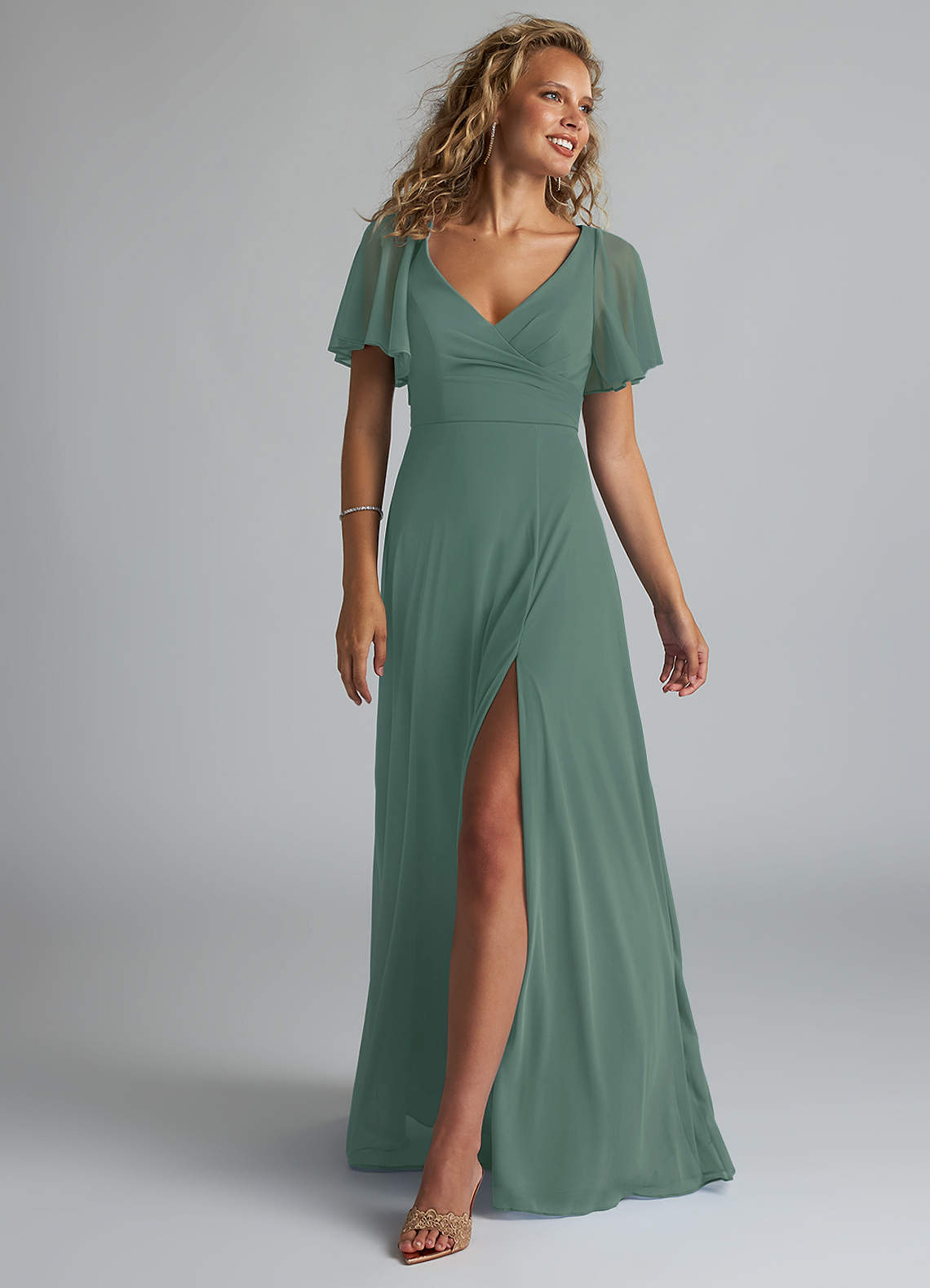 Azazie Induh Ready to Ship Eucalyptus Mesh Bridesmaid Dresses | Azazie DE