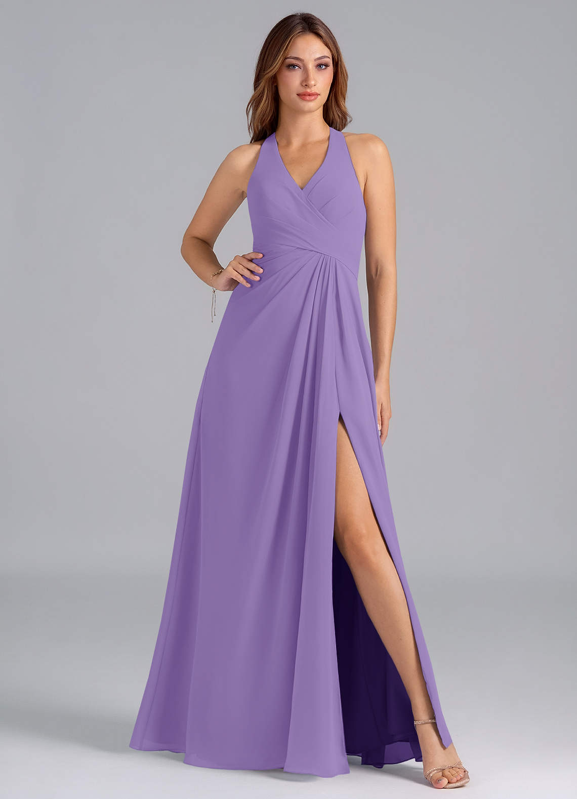 Azazie Dorota Bridesmaid Dresses Tahiti A-Line Pleated Chiffon Dress image1