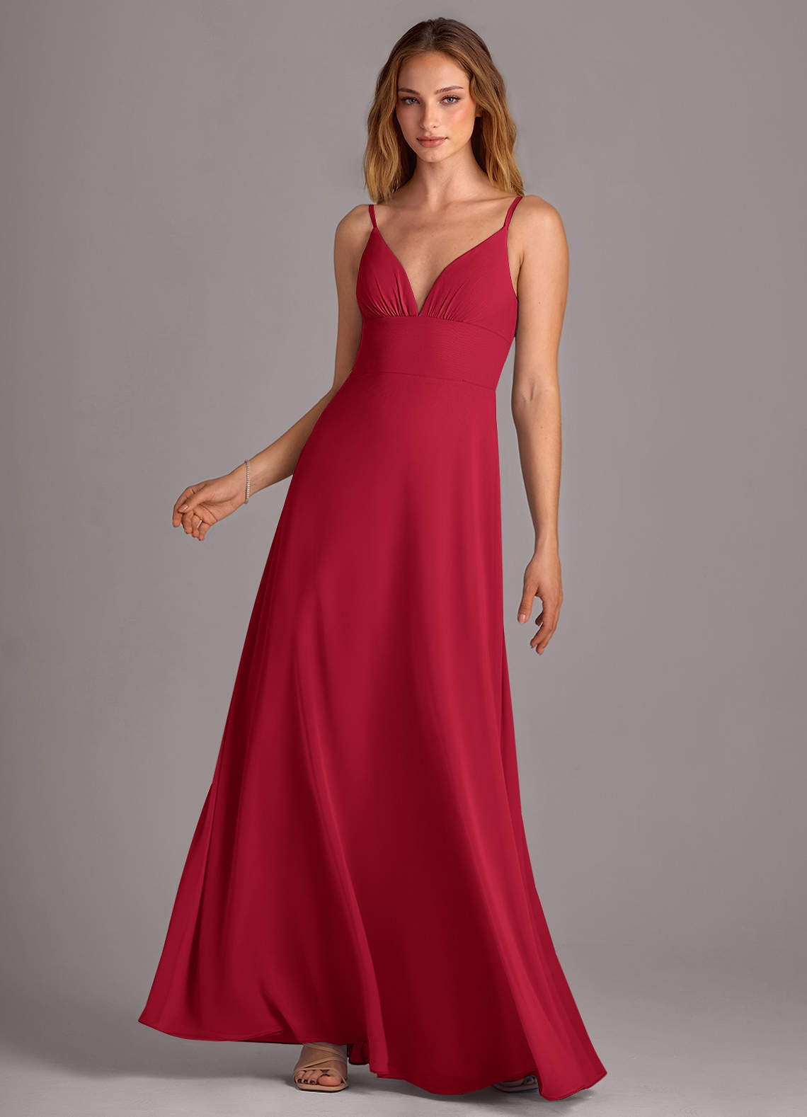 Azazie Amina Bridesmaid Dresses Scarlet A-Line Chiffon Dress image1