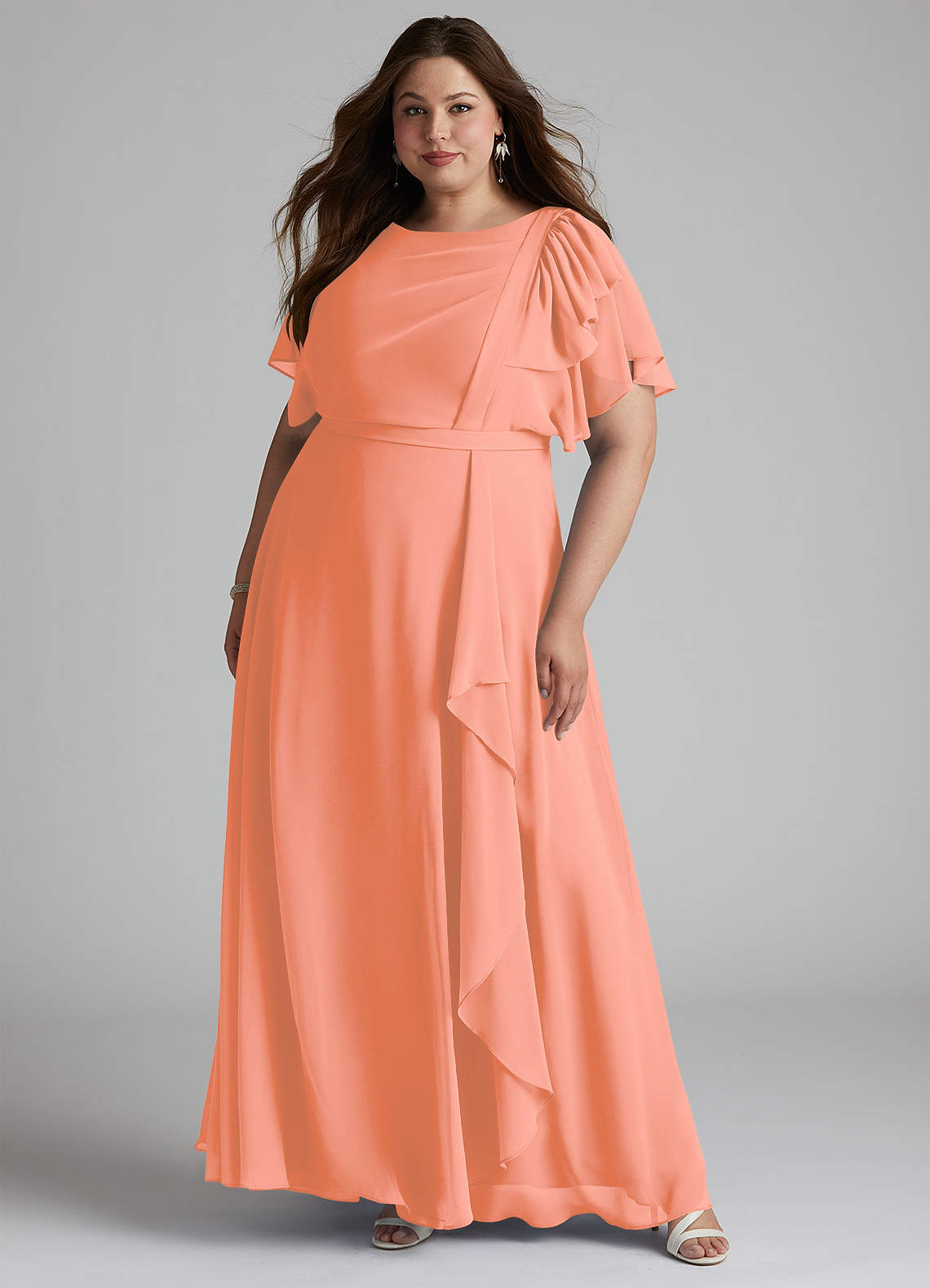 Azazie Aaliyah Modest Bridesmaid Dresses A-Line Scoop Pleated Chiffon Floor-Length Dress image5