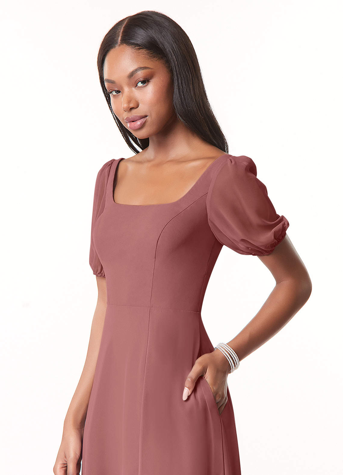 Azazie Alani Amethyst Chiffon Bridesmaid Dresses | Azazie