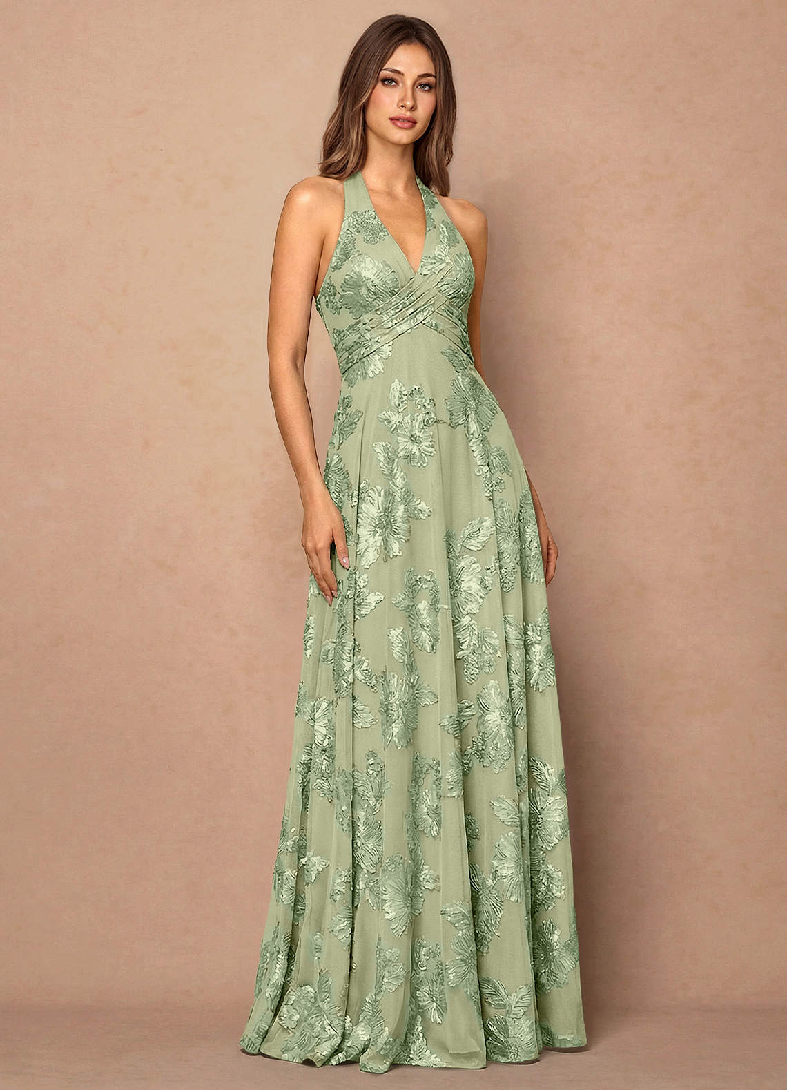Josee Light Green Maxi Dress | Azazie