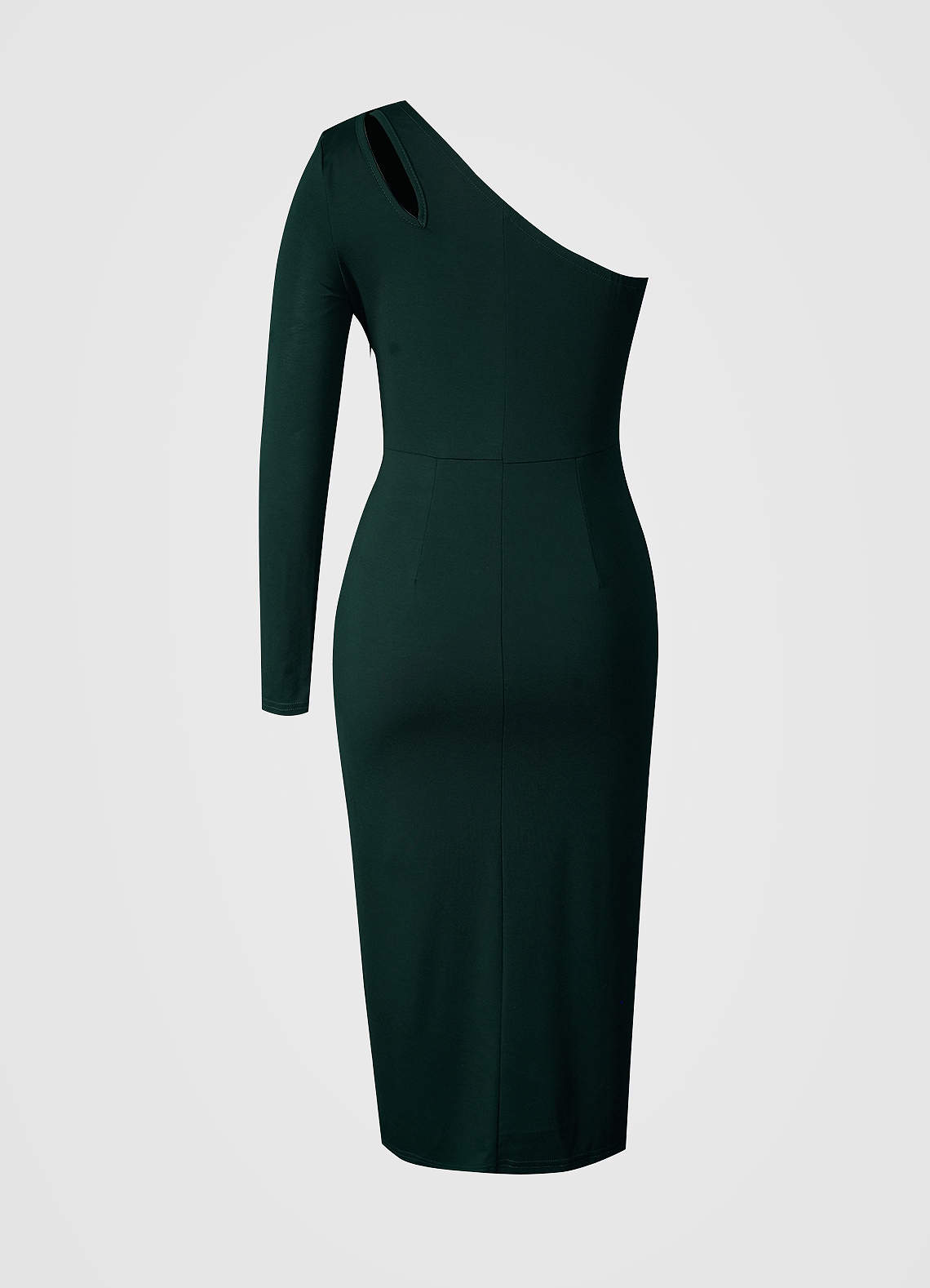 Alluring Image Dark Emerald One Shoulder Tulip Dress image1