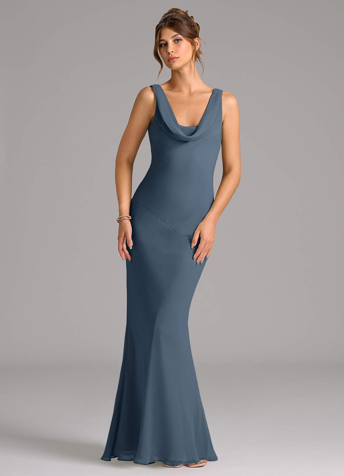 Azazie Rylina Bridesmaid Dresses Neptune Mermaid Pleated Chiffon Dress image1