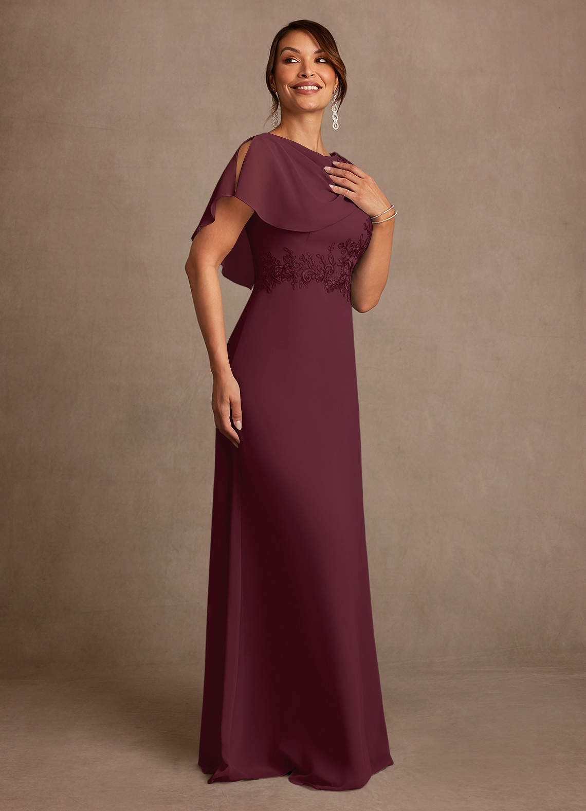 Azazie Frieda Mother of the Bride Dresses Cabernet A-Line Applique Chiffon Dress image3