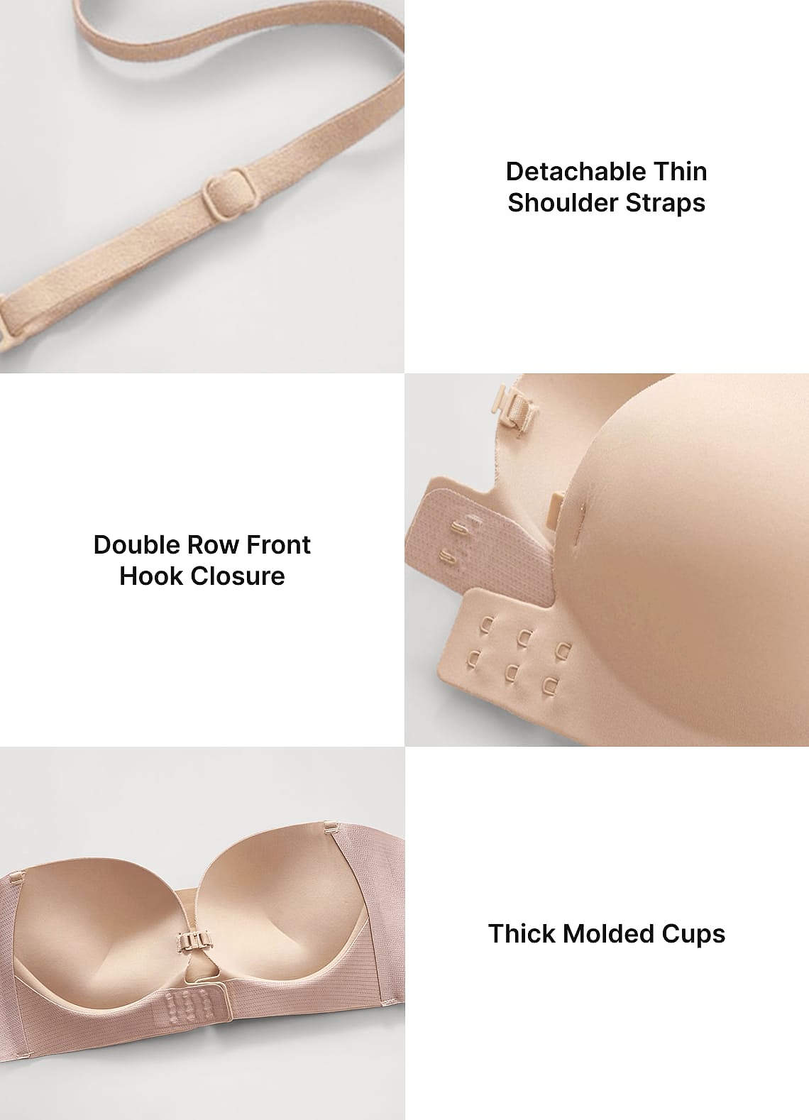 front Strapless push-up bh zonder sluiting aan de voorkant (voor cupmaat A/B)