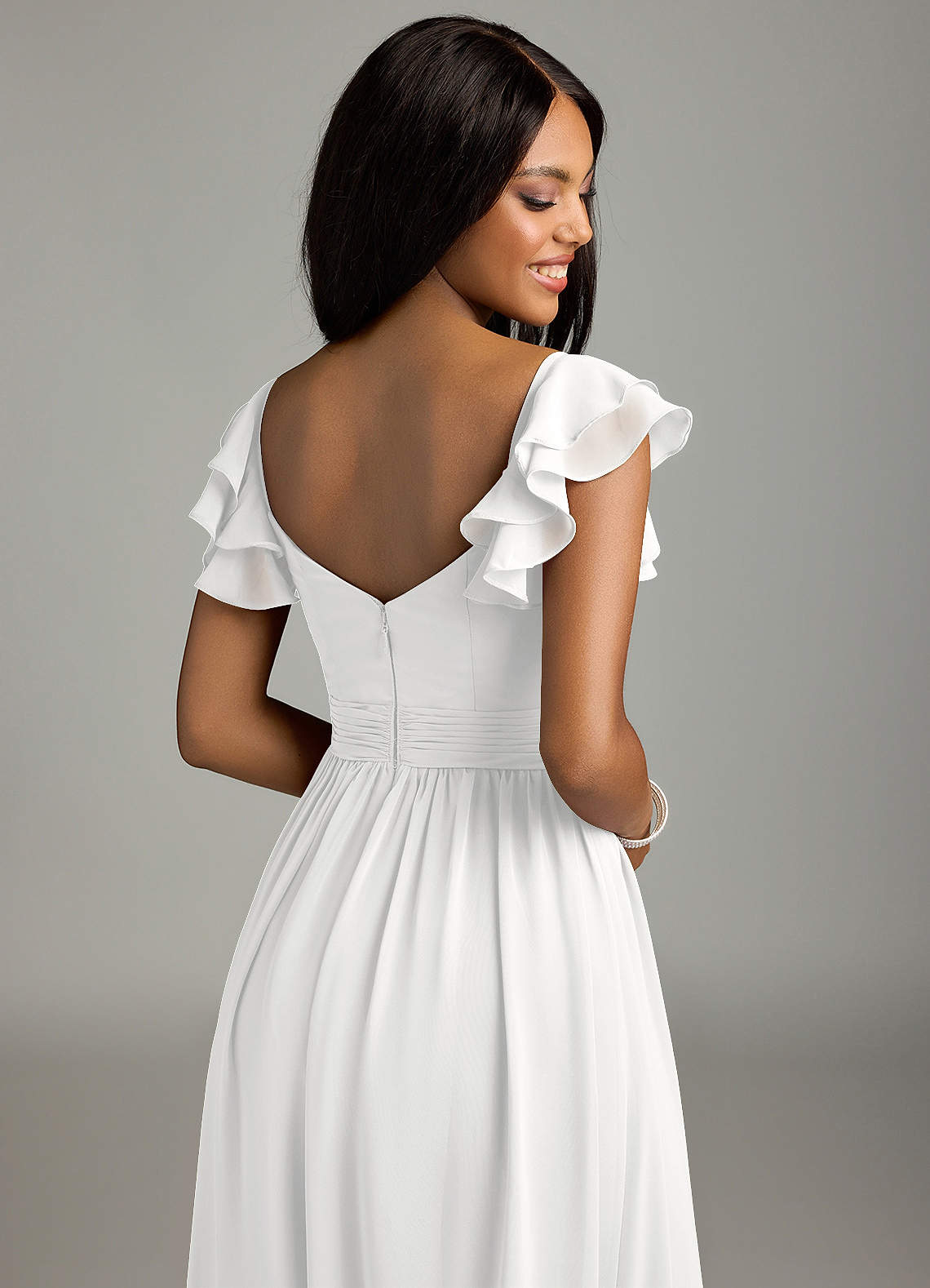 Azazie Anaya Bridesmaid Dresses White A-Line Sweetheart Neckline Chiffon Dress image1
