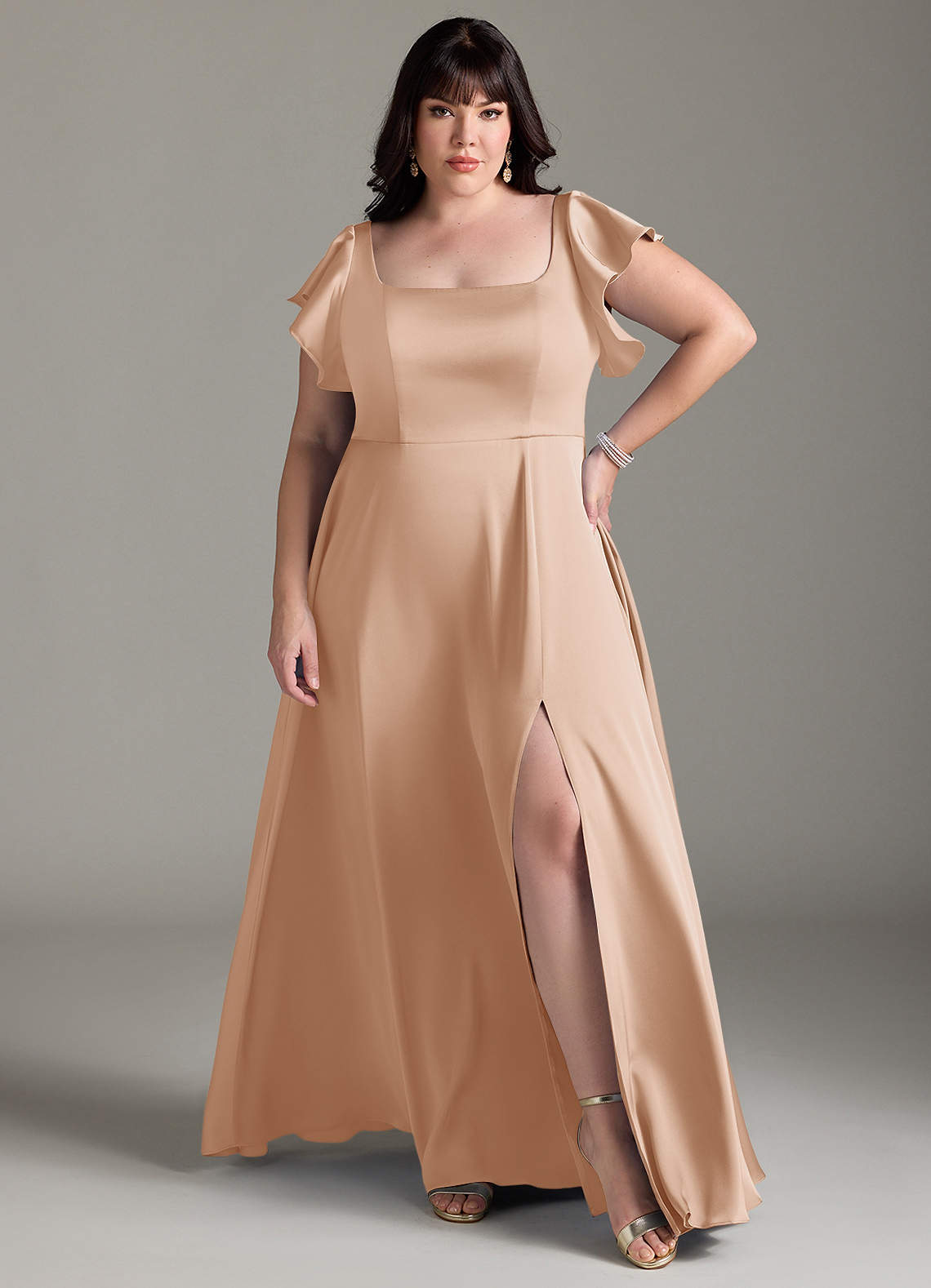 Azazie Bondi Bridesmaid Dresses English Rose A-Line Bow Stretch Satin Dress image6