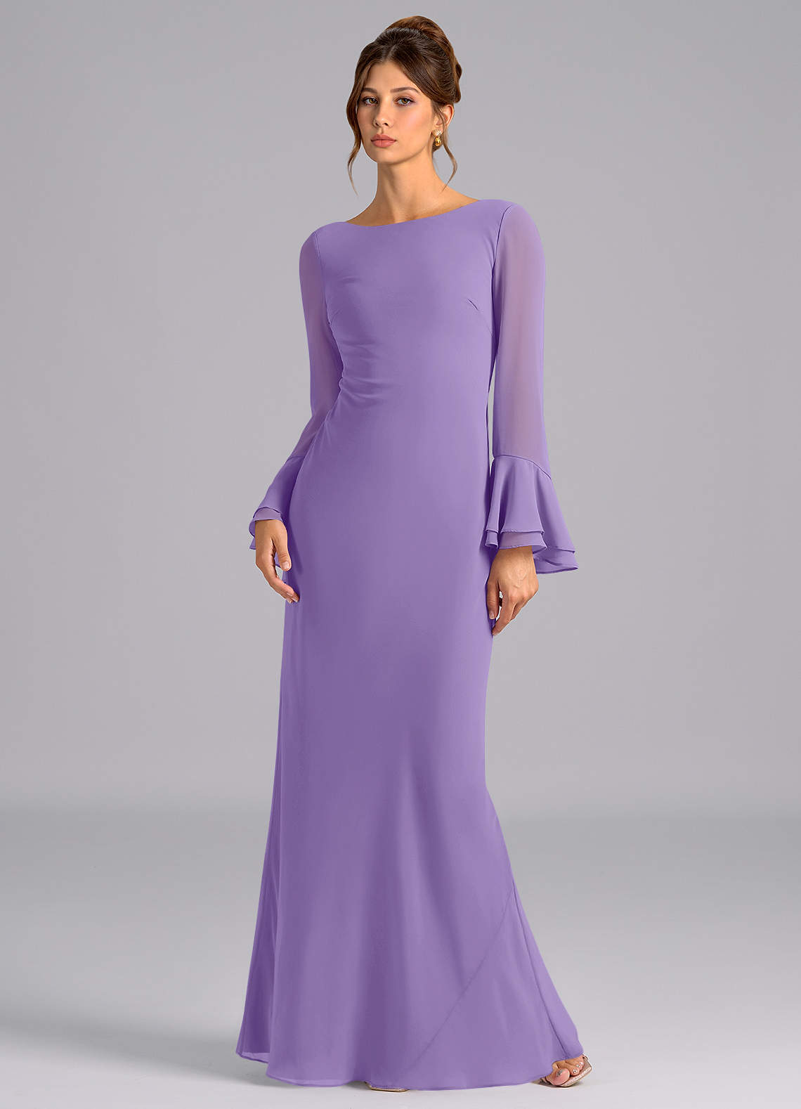 Azazie Leone Brudtärnklänningar Klänning av Sjöjungfru i Chiffong Korsett Tahiti image1