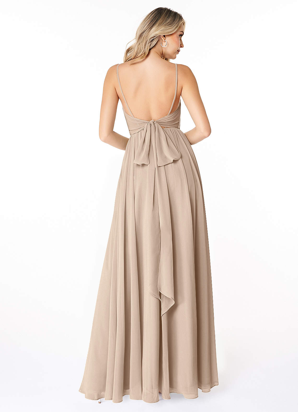 Azazie Gracie Ready to Ship Taupe Chiffon Bridesmaid Dresses | Azazie