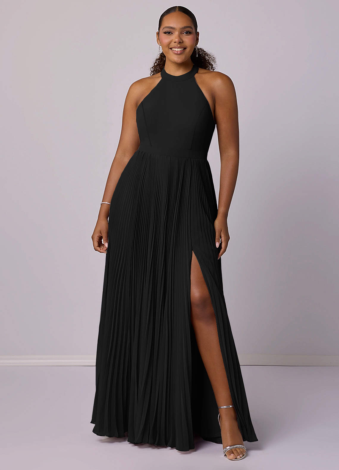 Barbie ♥ Azazie Bridesmaid Dresses Black A-Line Pleated Chiffon Dress image6