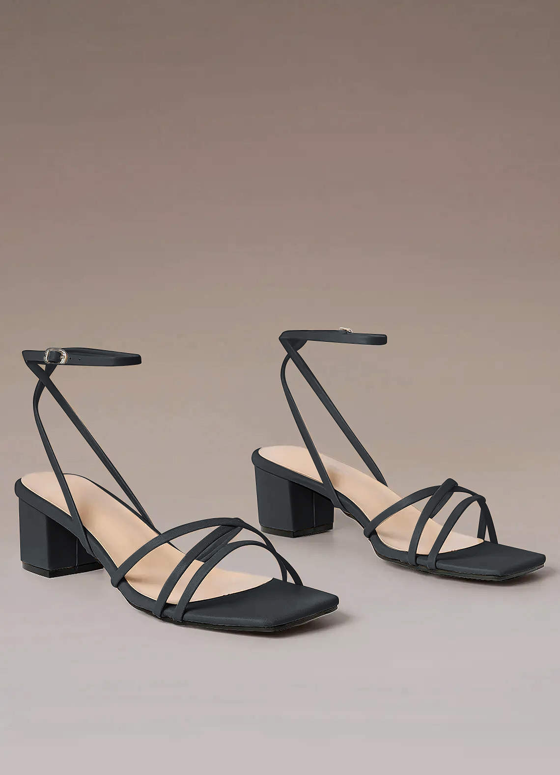 front Cross Strips Block Heel Sandals