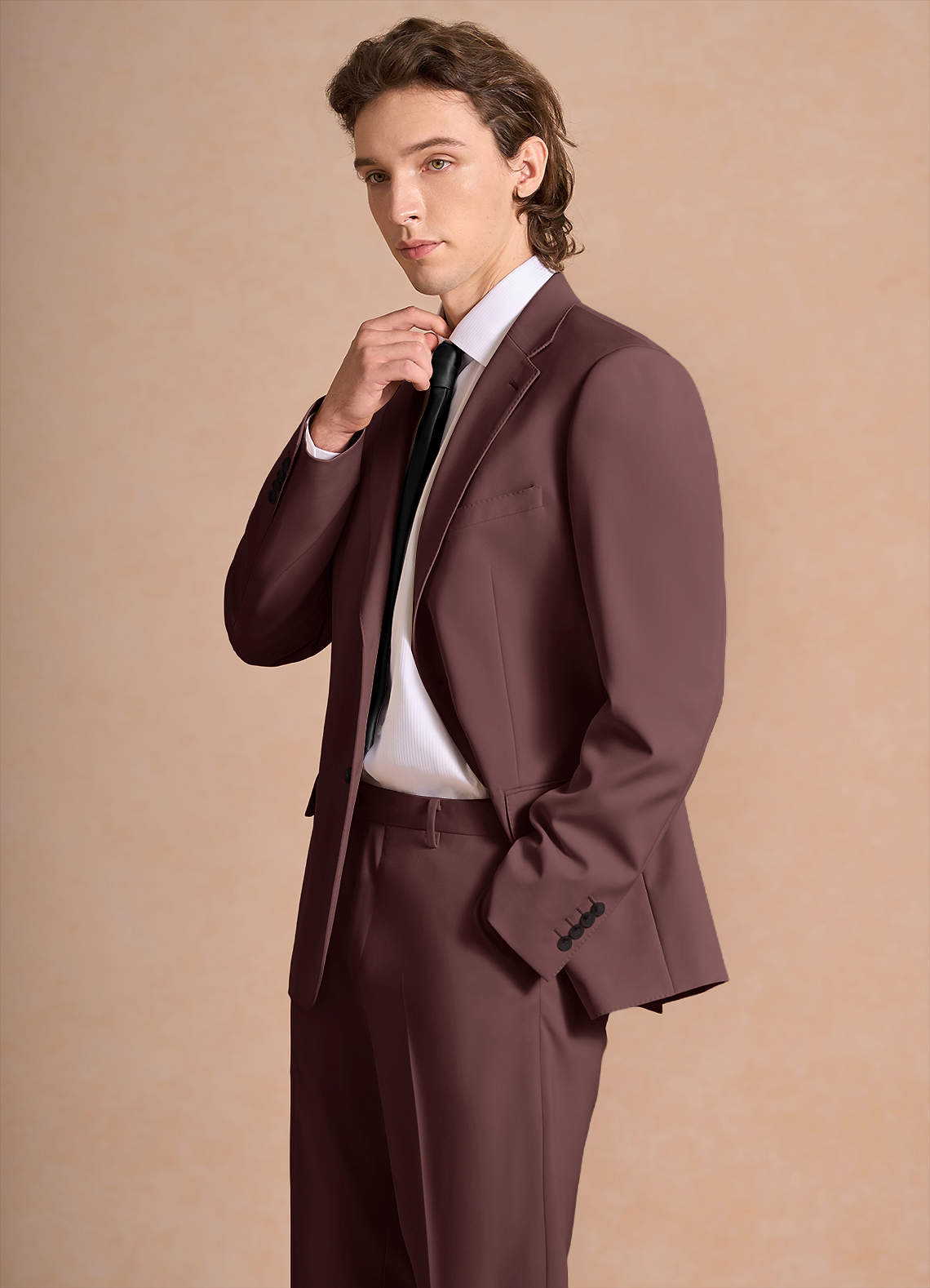 front James Espresso Structured Stretch Suit Jacket