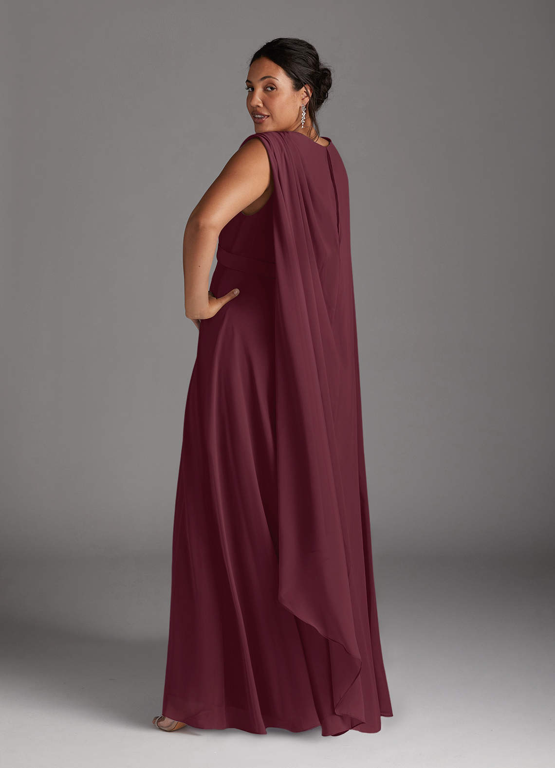 Azazie Isa Mother of the Bride Dresses Cabernet A-Line V-Neck Pleated Chiffon Dress image5
