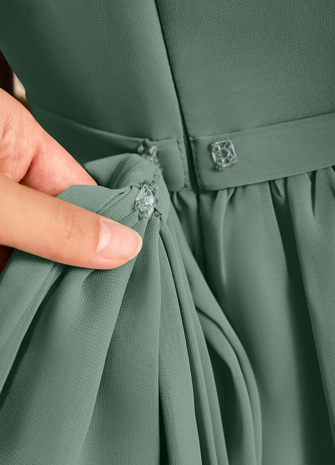 Azazie Jolie Blumenmädchenkleider A-Linie mit ärmel Chiffon Kleid Eukalyptus image5