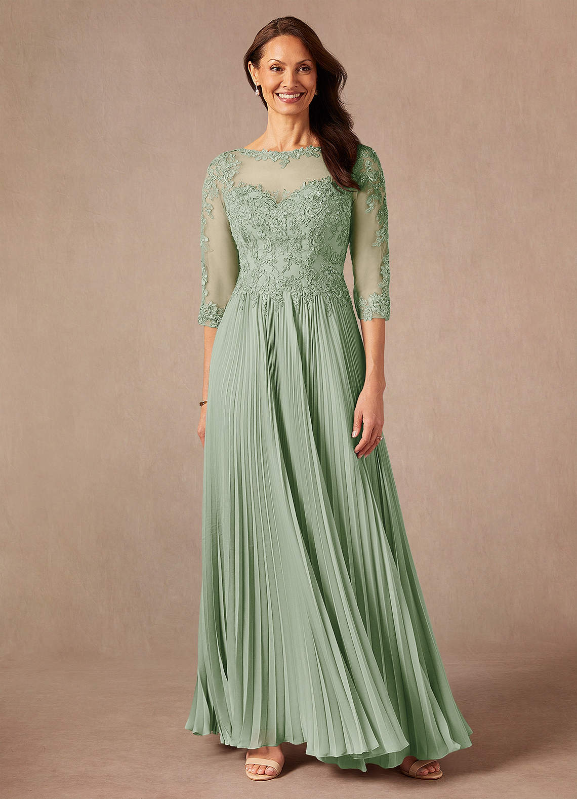 Azazie Corinne Mother of the Bride Dresses Dusty Sage A-Line Sequins Chiffon Dress image1