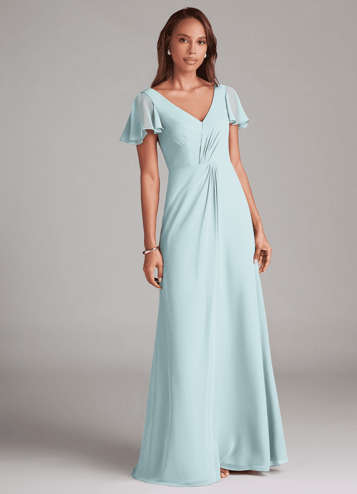 Azazie Soren Bridesmaid Dresses Mist A-Line Ruched Chiffon Dress image1
