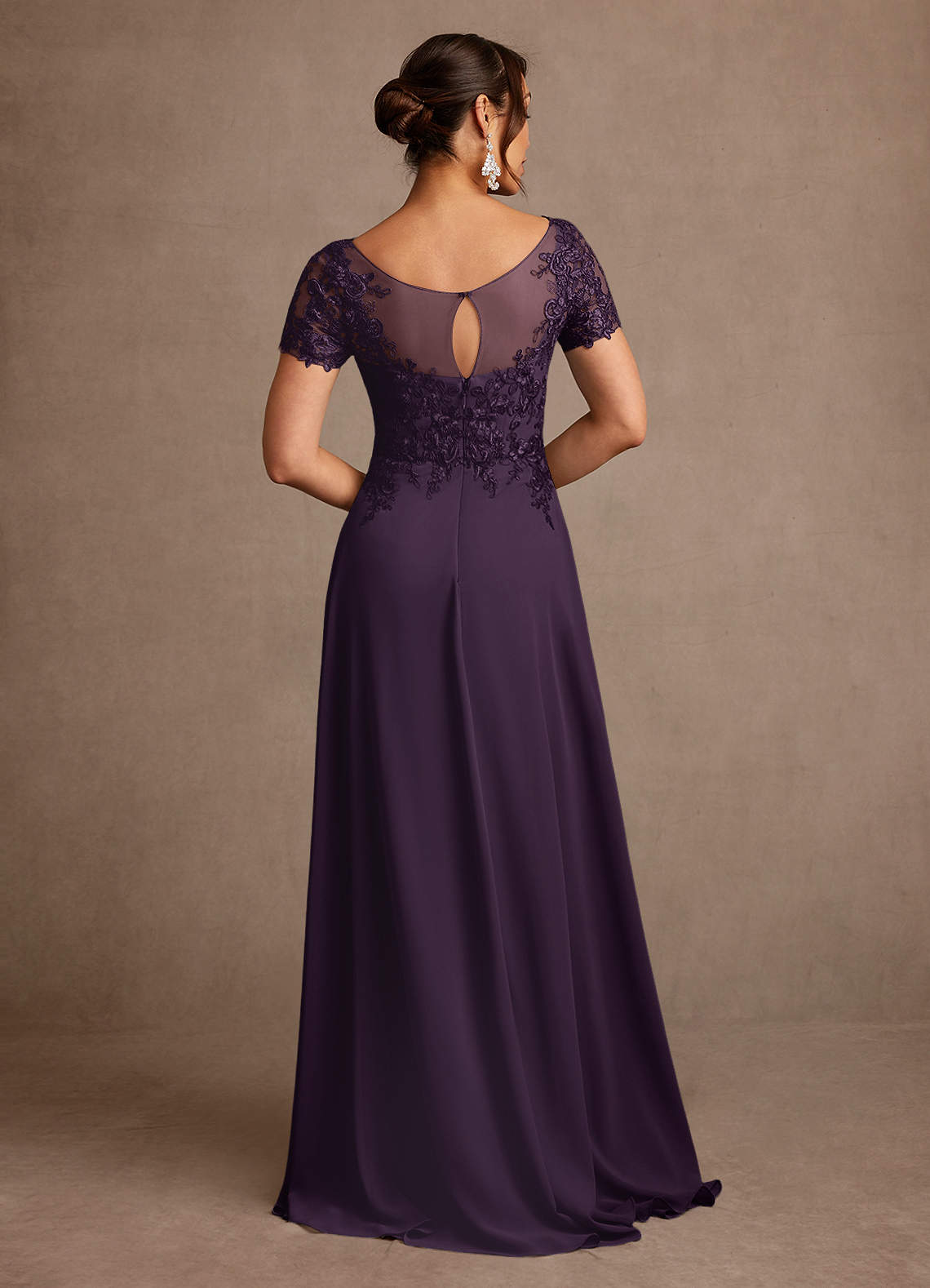 Azazie Alva Mother of the Bride Dresses Plum A-Line Lace Dress image2