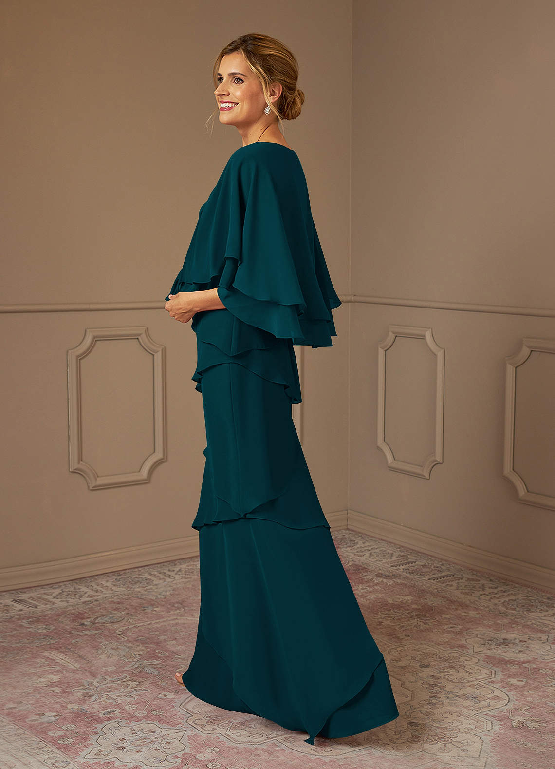 Azazie OHara Mother of the Bride Dresses Pine A-Line V-Neck Chiffon Dress image1