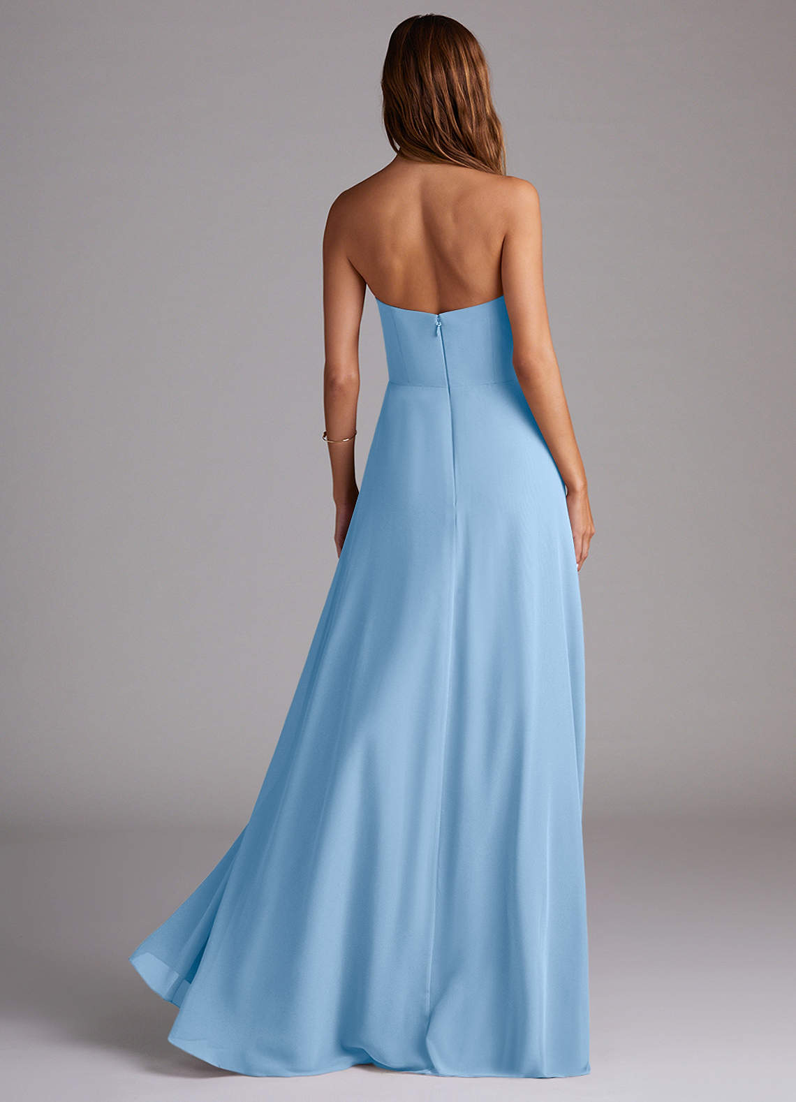 Azazie Wren Bridesmaid Dresses Powder Blue A-Line Side Slit Chiffon Convertible Dress image1