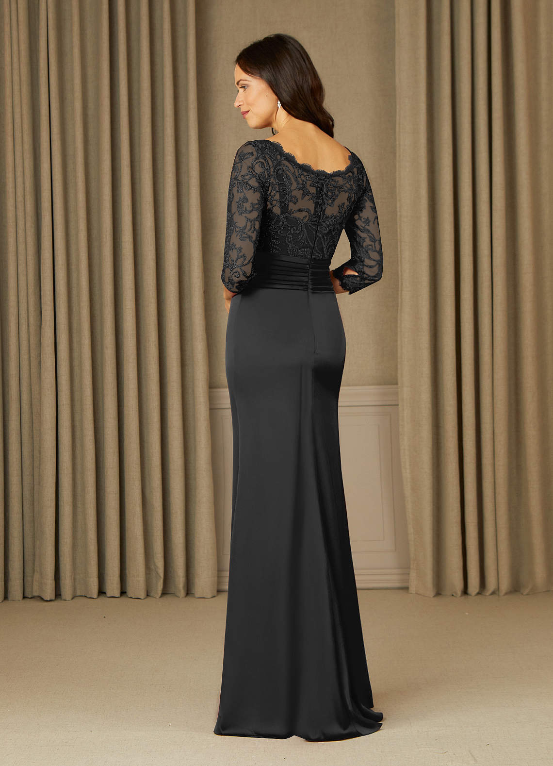 Azazie Stefani Black Mermaid Lace Dress Ready to Ship | Azazie