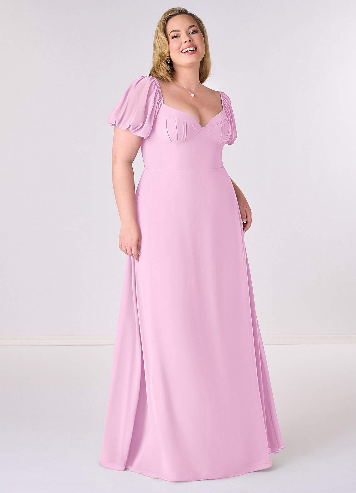 Barbie ♥ Azazie Bridesmaid Dresses Candy Pink A-Line Pleated Chiffon Dress image1
