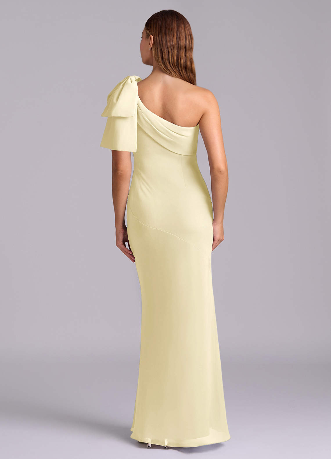 Azazie Yuanna Bridesmaid Dresses Lemon Sorbet Mermaid One Shoulder Chiffon Dress image1