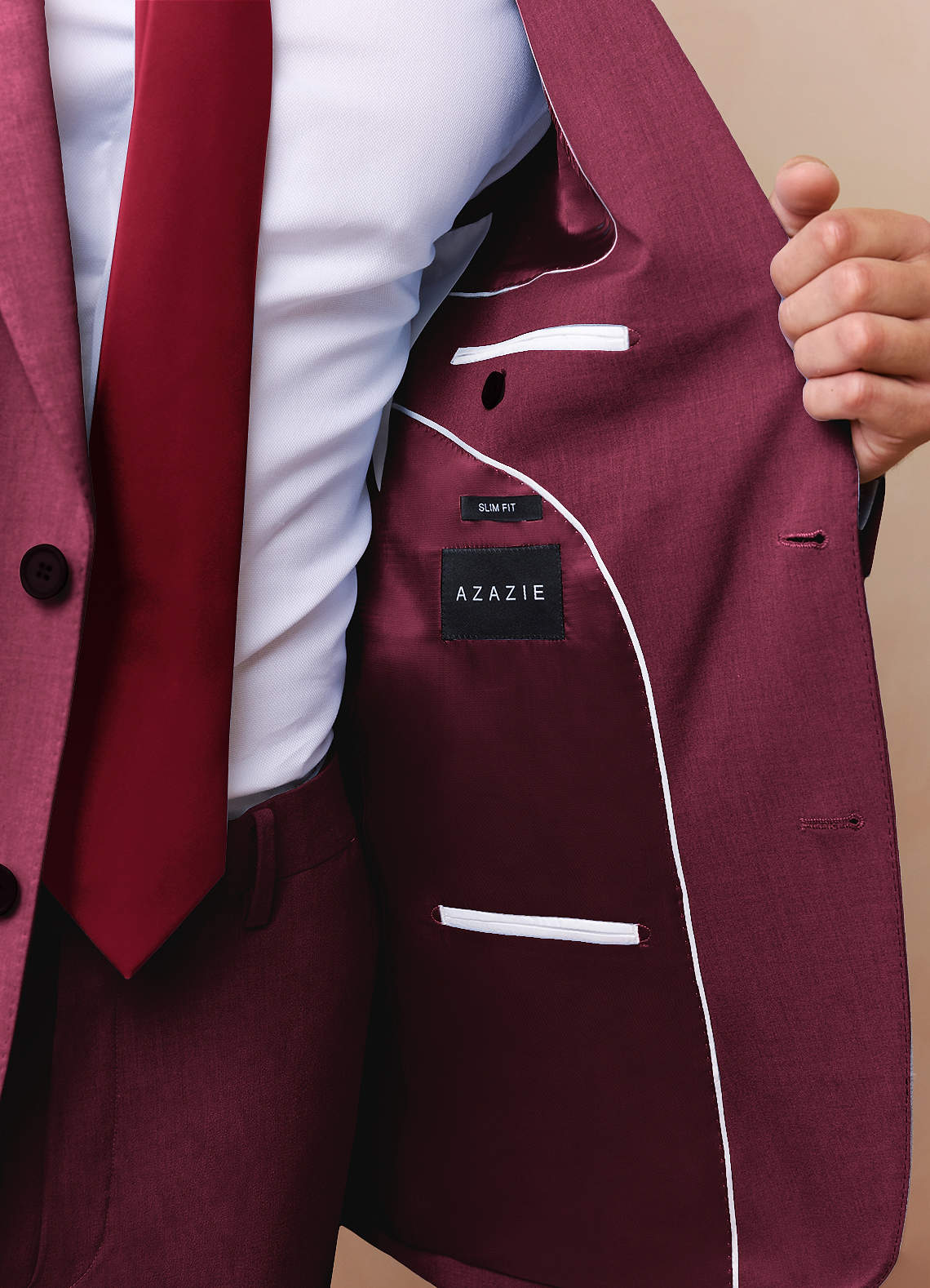 front James Burgundy Structured Stretch Suit