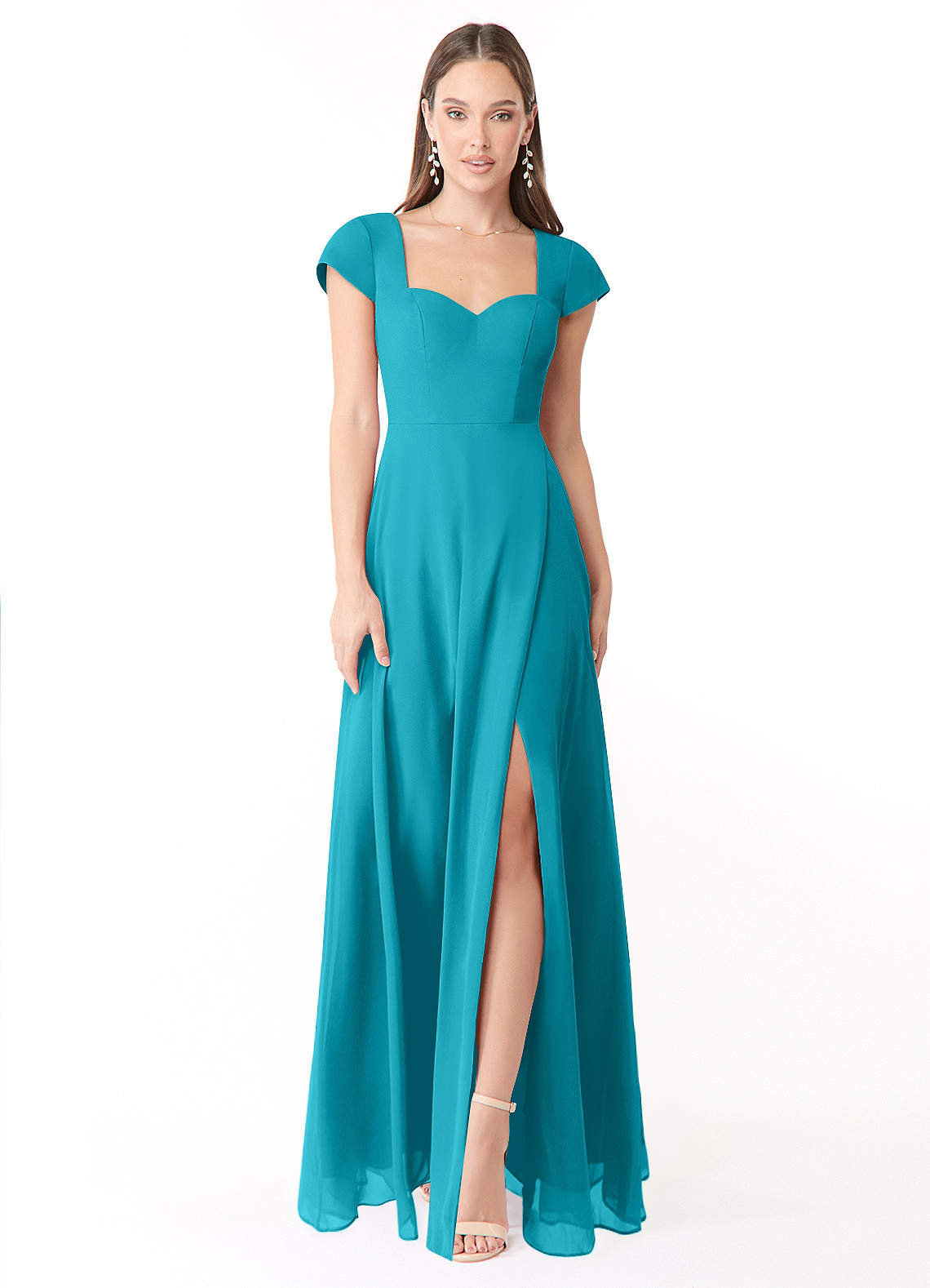 Azazie Hainsly Final Sale Jade A-Line Sweetheart Neckline Chiffon Dress image1