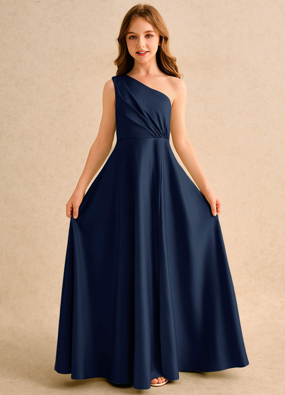 a line tulle dress long A-line Soft Satin Dress Ladivine 7447 – Sparkly Gowns