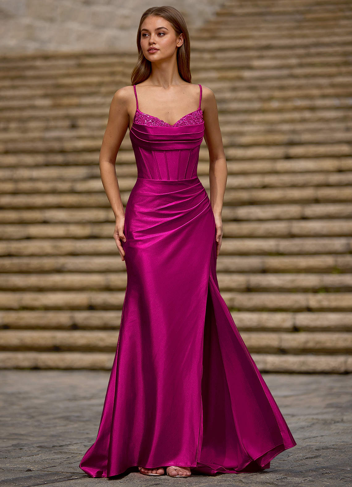 Glow Rose Silk-like Satin Prom Dress image1