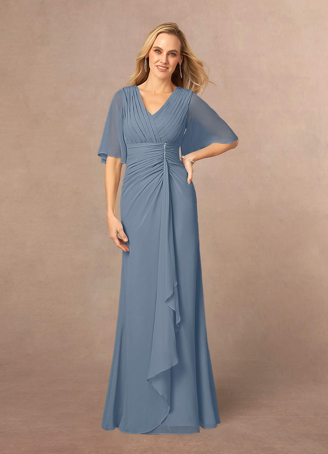 Azazie Carson Mother of the Bride Dresses Twilight A-Line V-Neck Lace Chiffon Dress image1